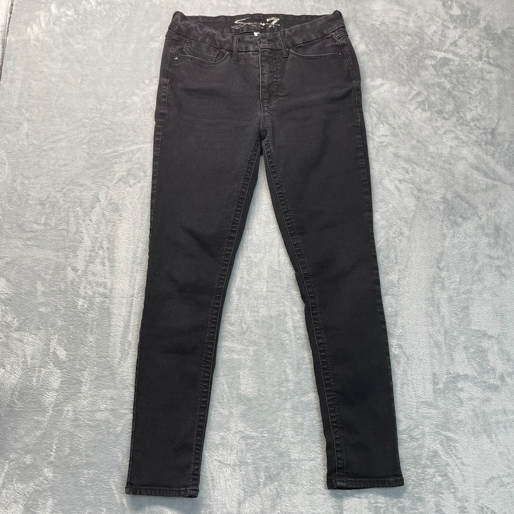 Seven7 Jeans Womens 10 Black Denim Stretch Streetwear Grunge Comfort Skinny Leg